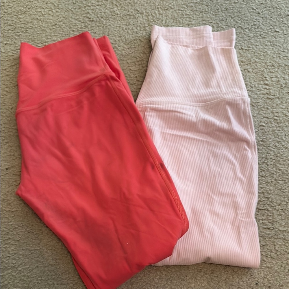 Coral and Light Pink Leggings Set